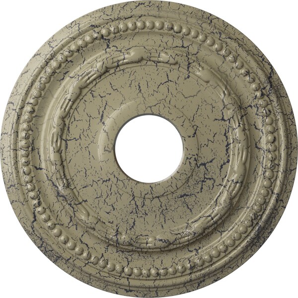 Ekena Millwork Federal Ceiling Medallion (Canopies up to 8 1/2"), 15 3/8"OD x 3 5/8"ID x 1"P, Castle Stone Crackle CM15FECSC - main